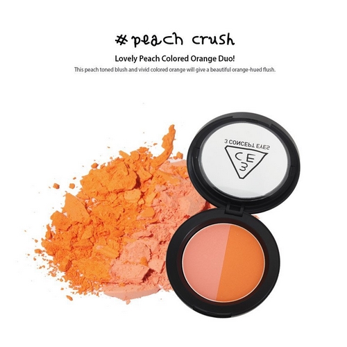 [3CE] Duo Color Face Blush Peach Crush (Lovely Peach Colored Orange Duo) 10g